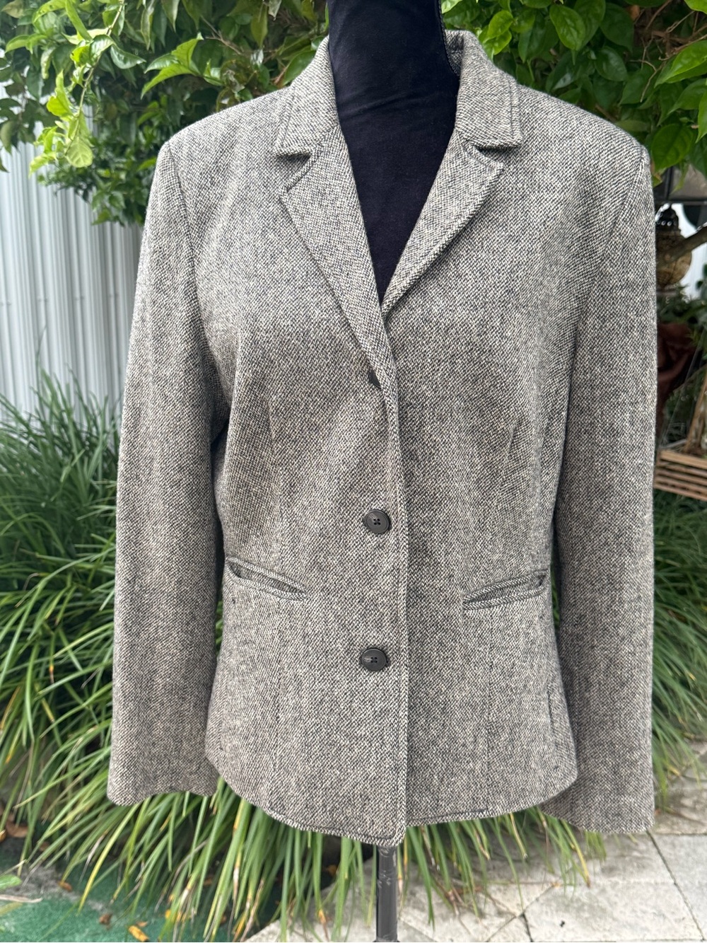 Vintage Eddie Bauer Gray Herringbone Women's Blazer